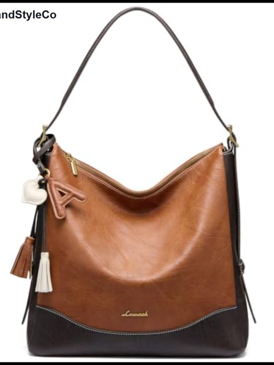 Handbags - Vegan Leather Hobo Bag with Cup Holder, Adjustable Crossbody Strap